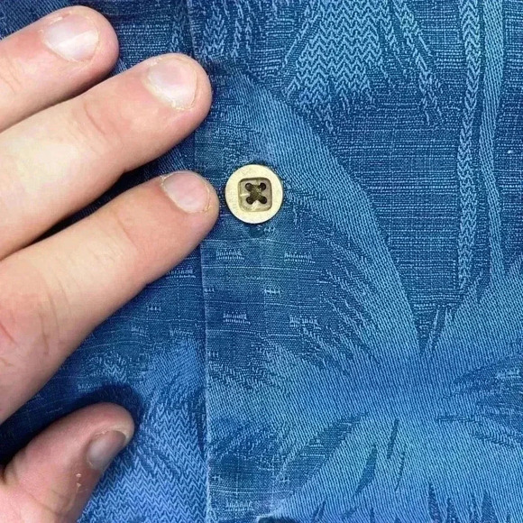 Jamaica Jaxx 100% Silk Hawaiian Tropical Button Shirt Mens XL Blue Palms 1134 - Picture 4 of 8
